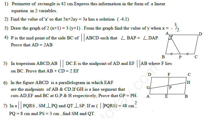 CBSE Class 9 Mathematics Revision Assignments Set G