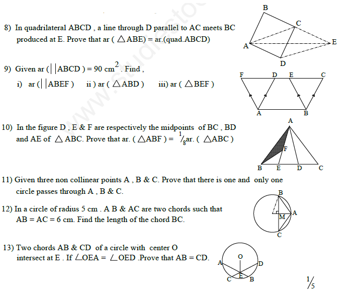 CBSE Class 9 Mathematics Revision Assignments Set G