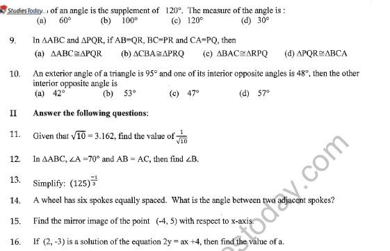 CBSE Class 9 Mathematics Sample Paper Set P Solved 2