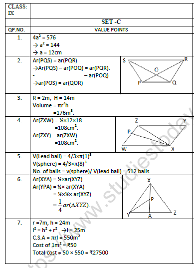 CBSE Class 9 Mathematics Worksheet Set C Solved 2