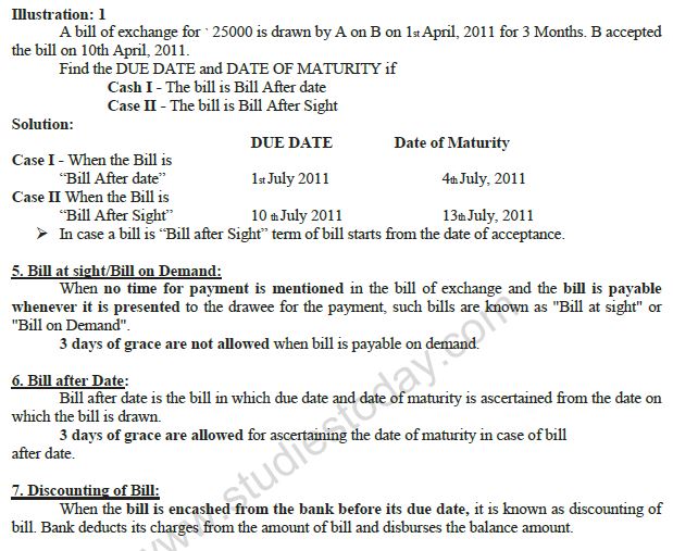 CBSE Class XI Accountancy - Accounting For Bills Of Exchange