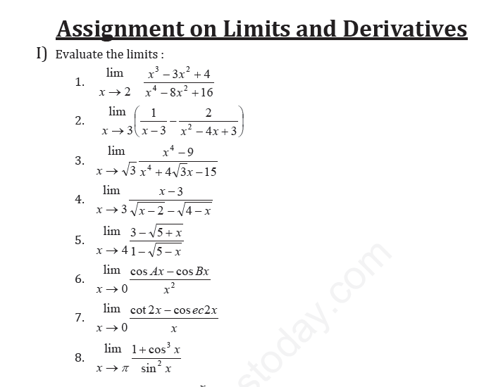 CBSE Class 11 Mathematics Relations and Functions Assignment Set A