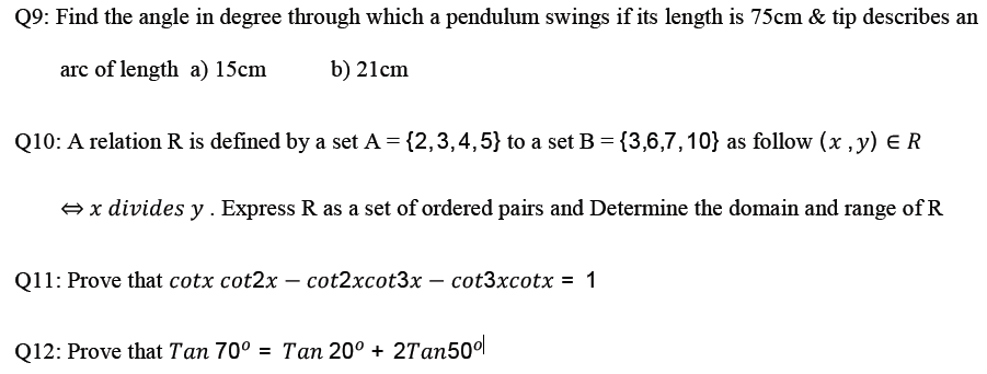 CBSE Class 11 Mathematics Trigonometry Assignment Set C