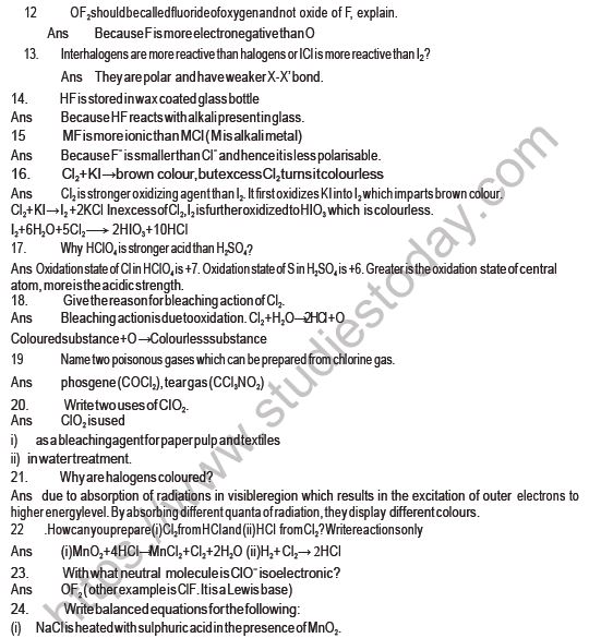 CBSE-Class-12-Chemistry-P-Block-Elements-Board-Exam-Notes