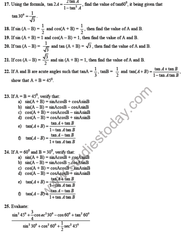 CBSE Class 10 Introduction to Trigonometry Sure Shot Questions Set B