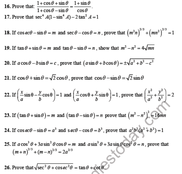 CBSE Class 10 Introduction to Trigonometry Sure Shot Questions Set D