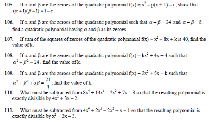 CBSE Class 10 Polynomials Sure Shot Questions