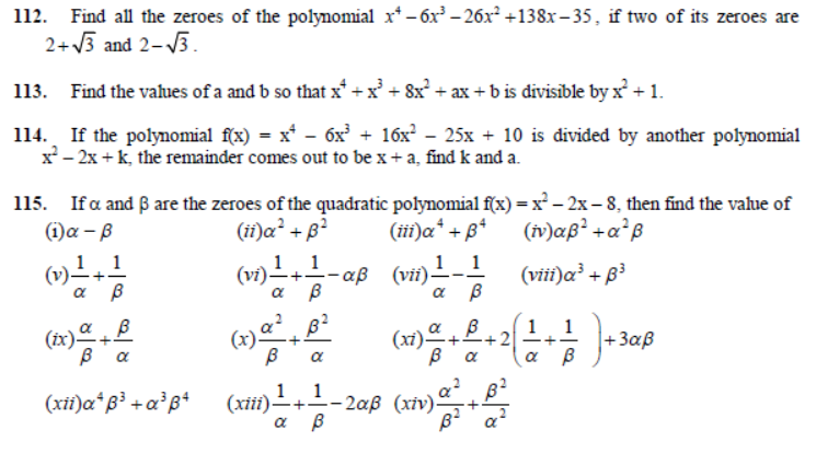 CBSE Class 10 Polynomials Sure Shot Questions