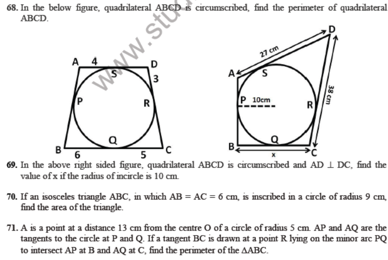 CBSE Class 10 Circles Sure Shot Questions