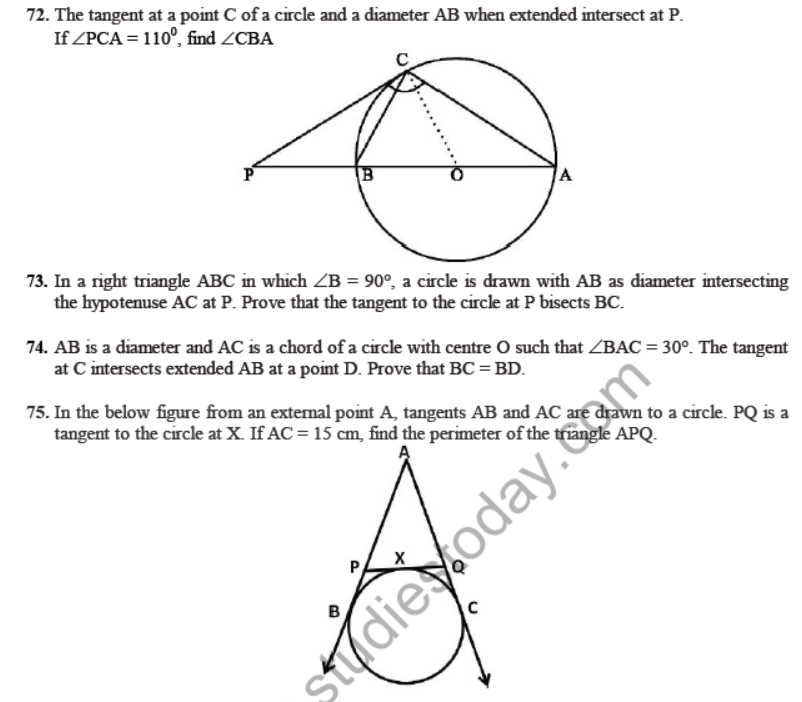 CBSE Class 10 Circles Sure Shot Questions