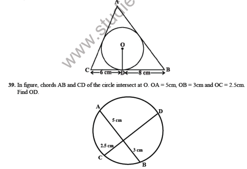 CBSE Class 10 Circles Sure Shot Questions