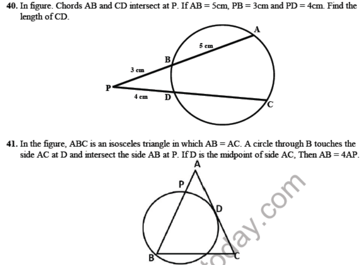 CBSE Class 10 Circles Sure Shot Questions