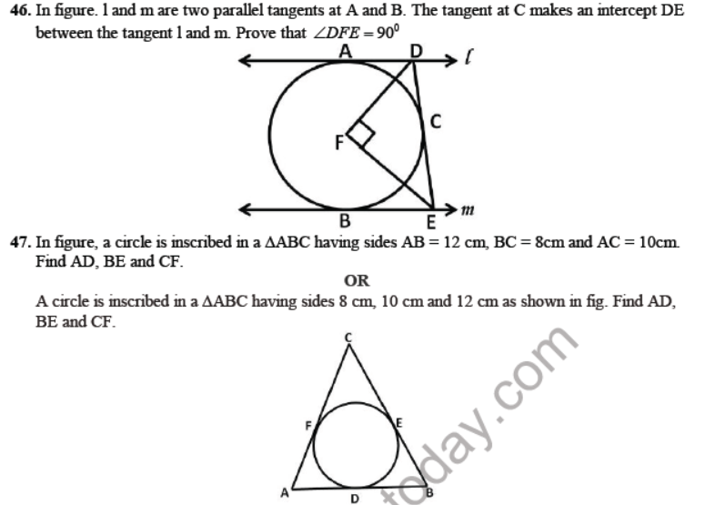 CBSE Class 10 Circles Sure Shot Questions