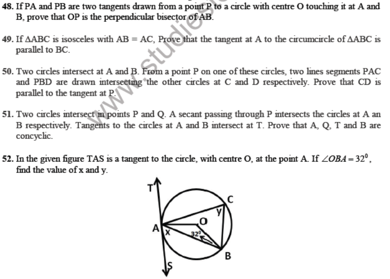 CBSE Class 10 Circles Sure Shot Questions