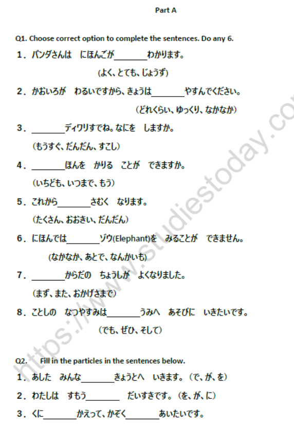 CBSE Class 10 Japanese Boards 2021 Sample Paper Solved