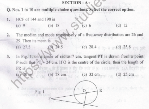 CBSE Class 10 Mathematics Basic Boards 2020 Question Paper Solved Set A