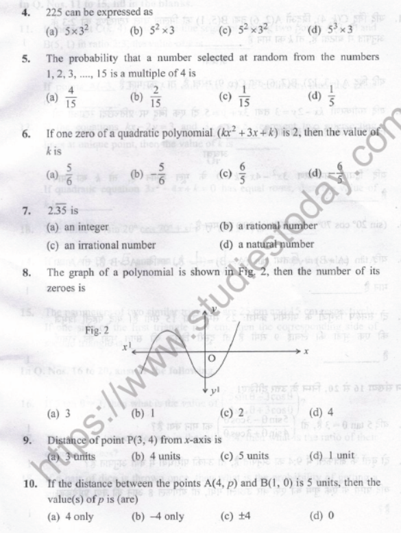 CBSE Class 10 Mathematics Basic Boards 2020 Question Paper Solved Set A