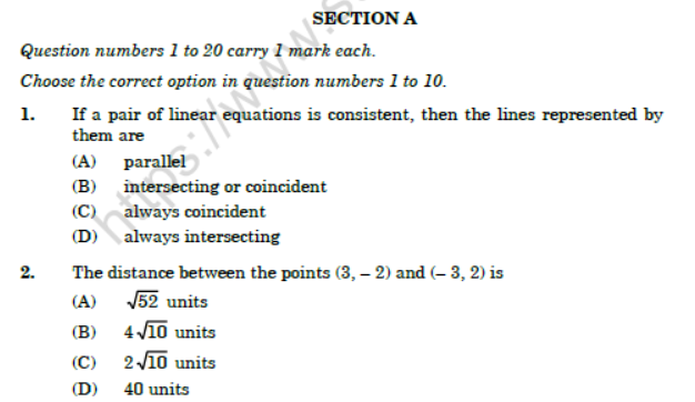 CBSE Class 10 Mathematics Basic Boards 2020 Question Paper Solved Set E