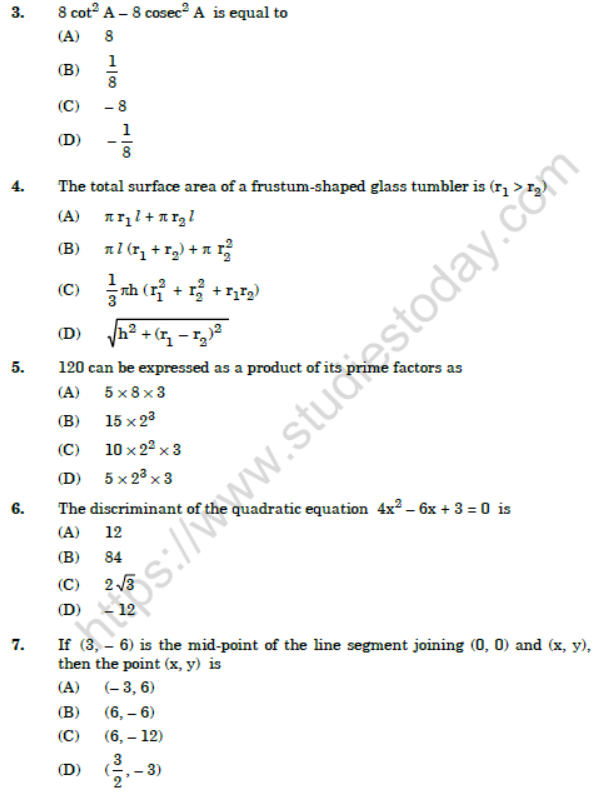 CBSE Class 10 Mathematics Basic Boards 2020 Question Paper Solved Set E