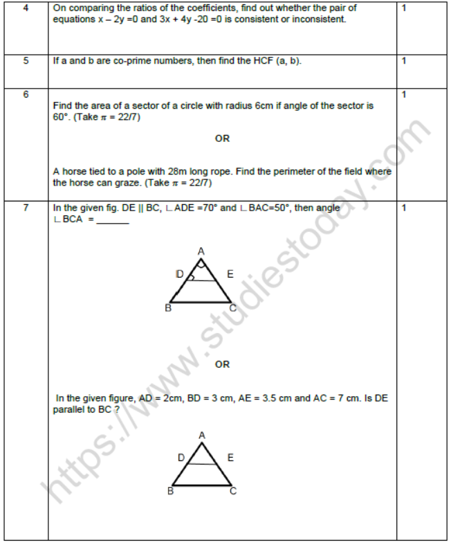 CBSE Class 10 Mathematics Basic 2021 Sample Paper Solved