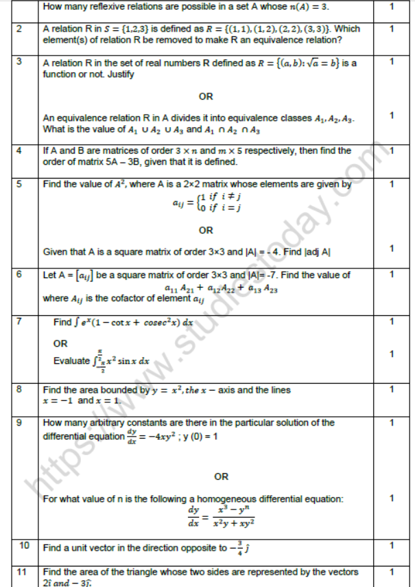 CBSE Class 12 Mathematics Boards 2021 Sample Paper Solved