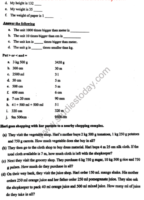 CBSE Class 4 Mathematics Convert Questions