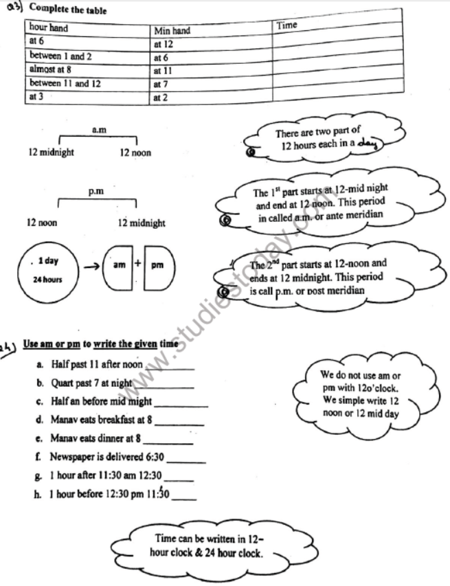 CBSE Class 4 Mathematics Time Questions