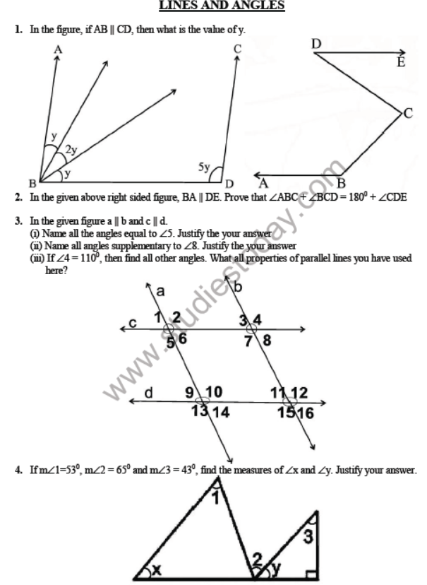 CBSE Class 9 Lines and Angles Sure Shot Questions