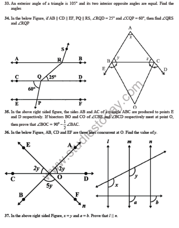 CBSE Class 9 Lines and Angles Sure Shot Questions