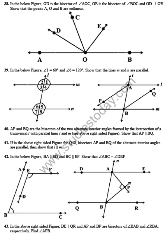 CBSE Class 9 Lines and Angles Sure Shot Questions