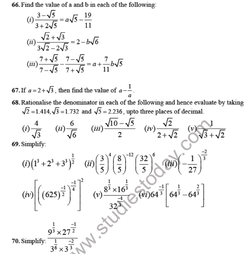 CBSE Class 9 Number Systems Sure Shot Questions