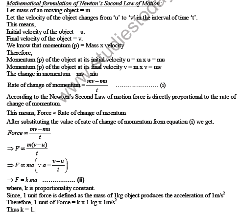 CBSE Class 9 Science Force and laws of motion Sure Shot Questions