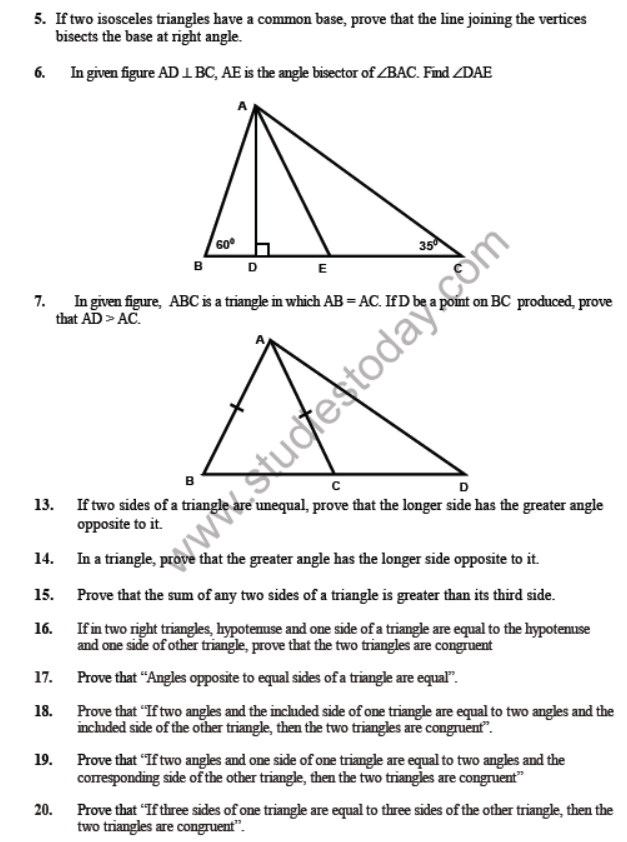 CBSE Class 9 Triangles Sure Shot Questions