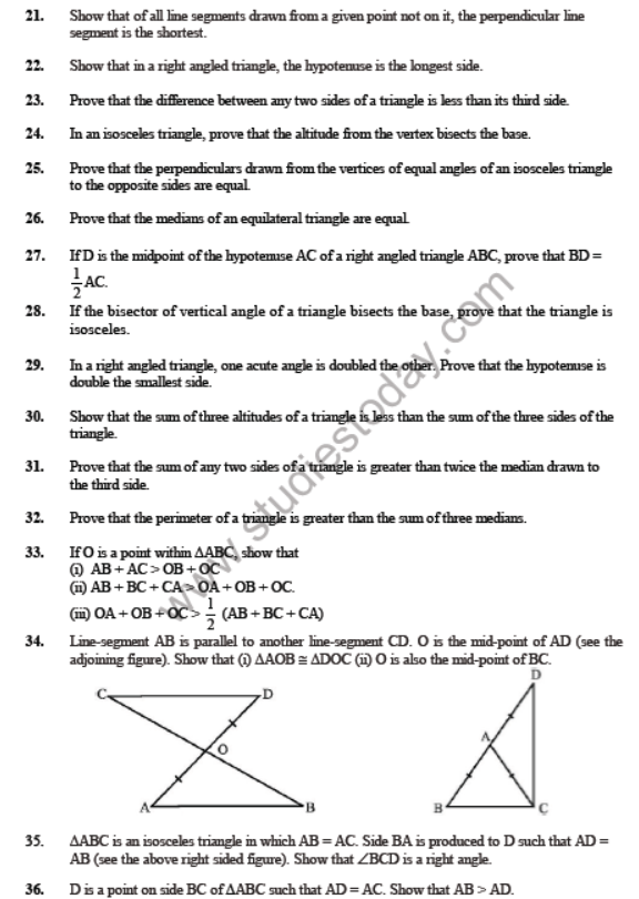 CBSE Class 9 Triangles Sure Shot Questions