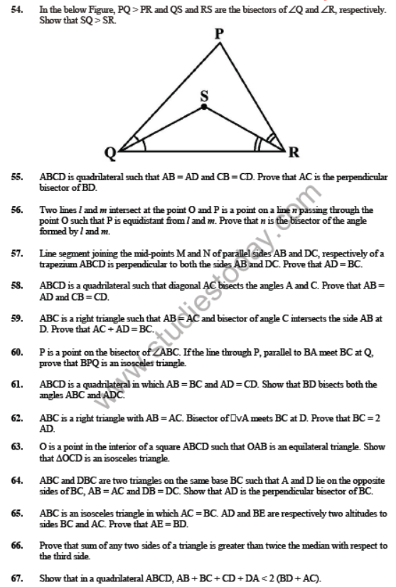 CBSE Class 9 Triangles Sure Shot Questions