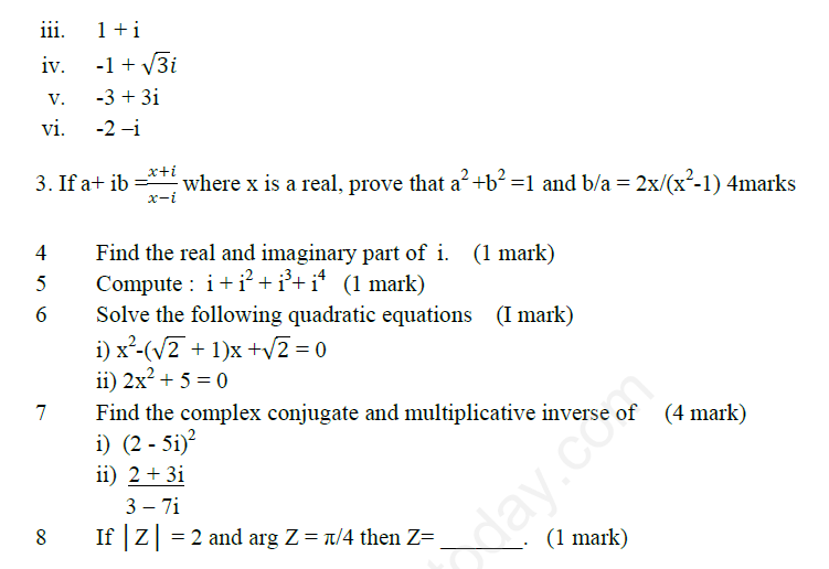 COMPLEX NUMBERS AND QUADRATIC EQUATIONS