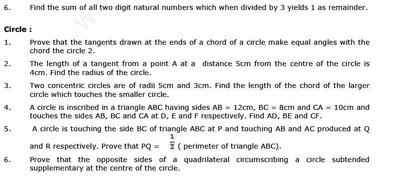  Class 10 Mathematics Question Bank Set B