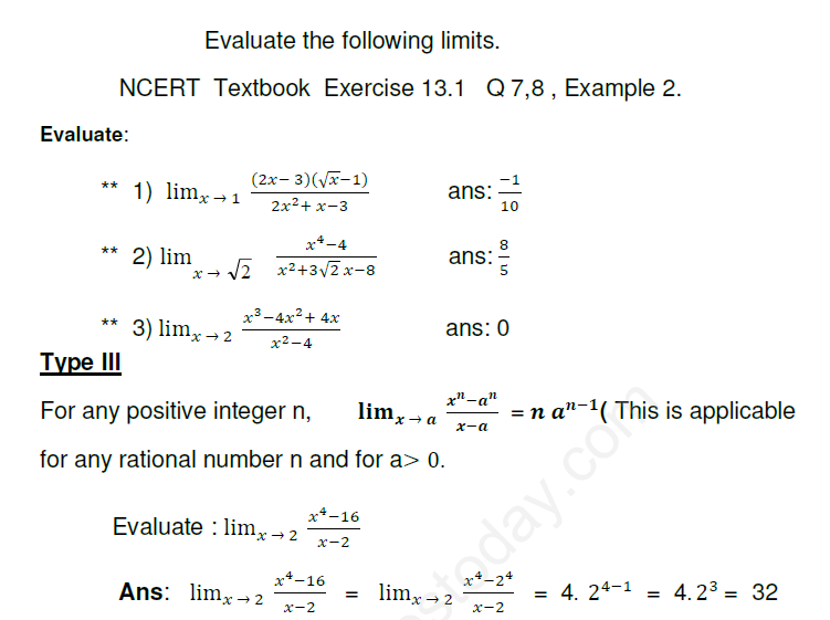 LIMITS AND DERIVATIVES