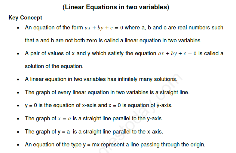 Linear Equations in two variables