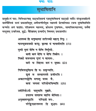 NCERT Class 10 Sanskrit Shemushi Chapter 6 Subhashitani