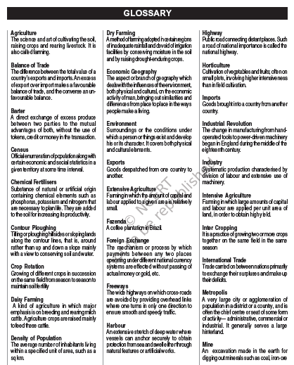 NCERT Class 12 Geography Glossary