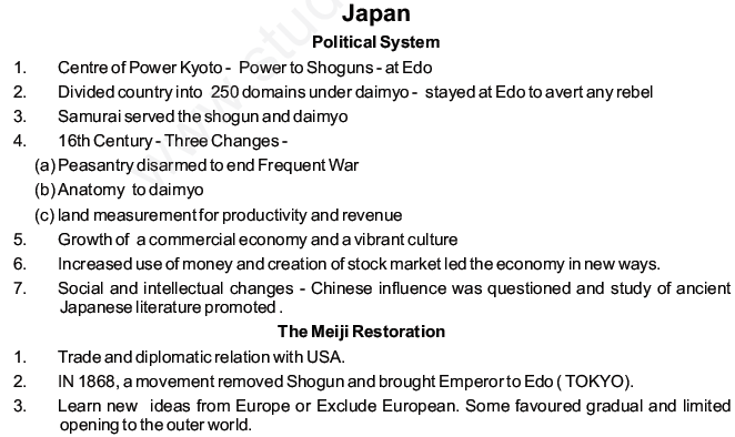 CBSE Class 11 History Paths to Modernization Concepts and Assignment