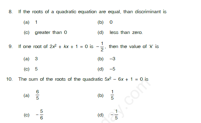 Quadratic Equations Assignment 12