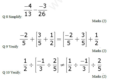 Rational Numbers Q 1 Find the reciprocal of -2. Q 2 The sum of two numbers is 5\3. If one of the numbers is 1\9, find the other. Q 3 Write the additive inverse of 2\3 and show that their sum is zero. Q 4 Simplify 7\6 x -3\28 and find its reciprocal. Q 5 The product of two rational numbers is 15. If one of the numbers is –10, find the other. Q 6 Write any three rational numbers between –5 and 0. Q 7 True of False: 1 is the only rational number that is equal to its reciprocal.