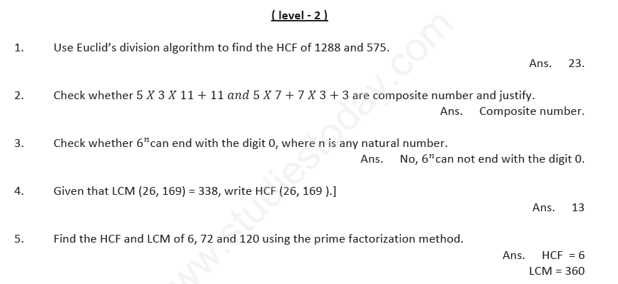 CBSE Class 10 Mathematics Real Numbers Assignment Set E