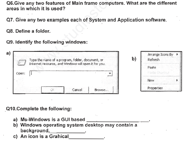 Revision Worksheet Class 6 Computer Science