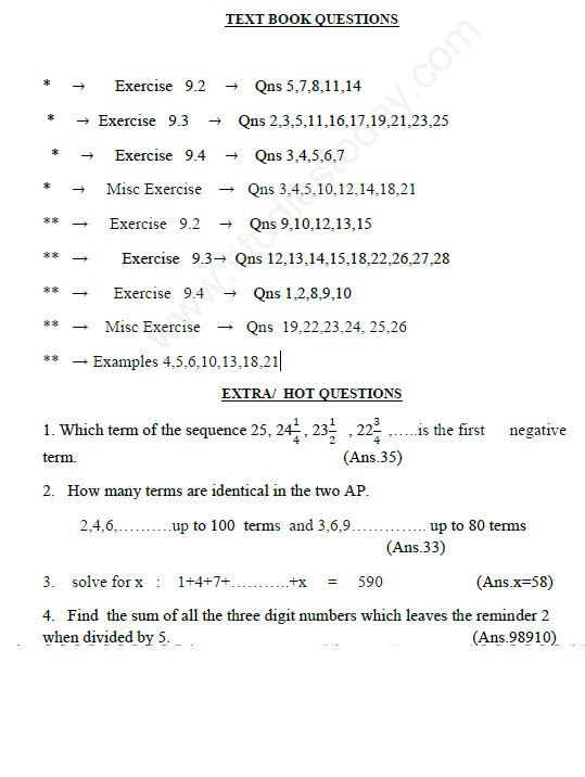 SEQUENCES AND SERIES