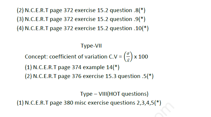 CBSE Class 11 Mathematics Statistics Assignment Set C