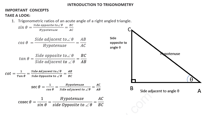 CBSE Class 10 Mathematics Trigonometry Assignment Set O