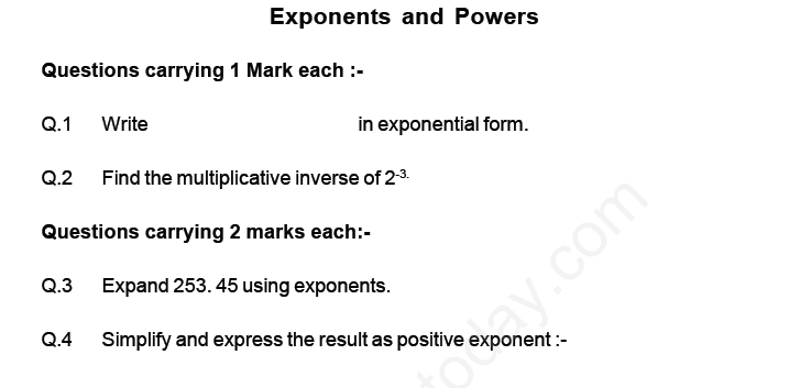 exponents and powers